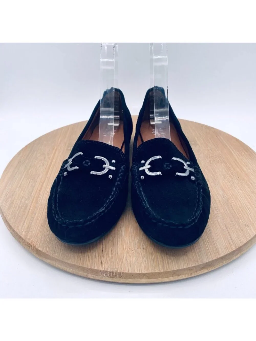 Donald Pliner Shoes Womens 9 N Black Suede Slip On Driving Loafers Horsebit